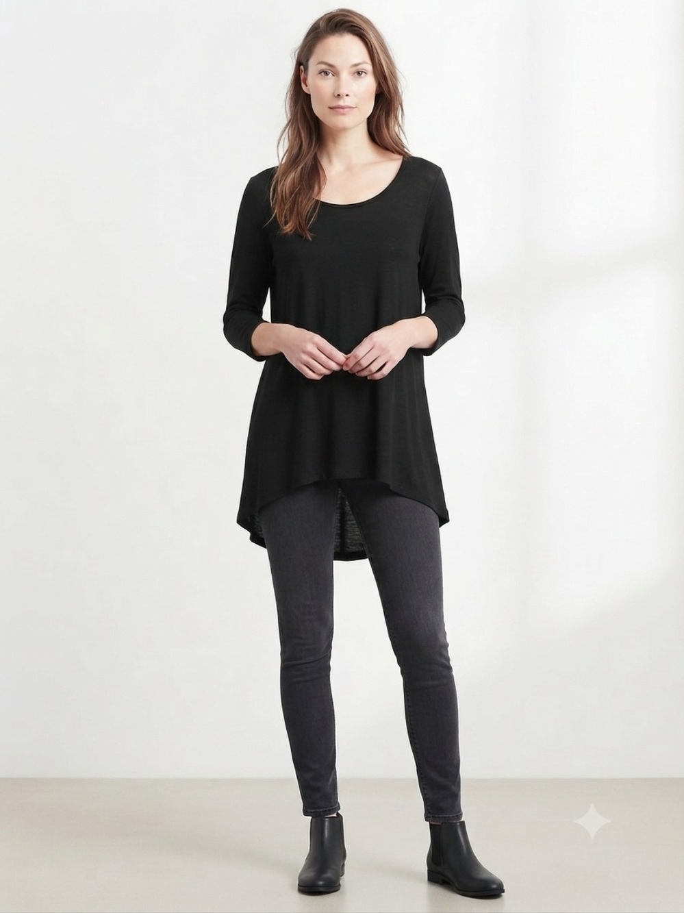 Holler Black Cut-Out Back Tunic Top — Size Large (NWOT)
